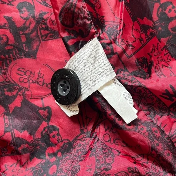 Desigual Checkered Long Trench Coat Size Medium Houndstooth Womens red lining - Picture 6 of 12